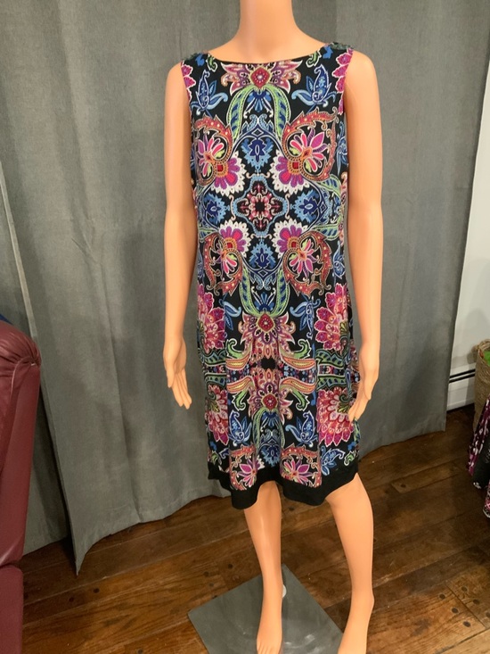 Nicole Miller Dresses & Skirts - Nicole Miller Black Shift Dress with Multicolor Floral Paisley Print